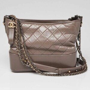 Chanel Grey Calfskin Leather Medium Gabrielle Hobo Bag